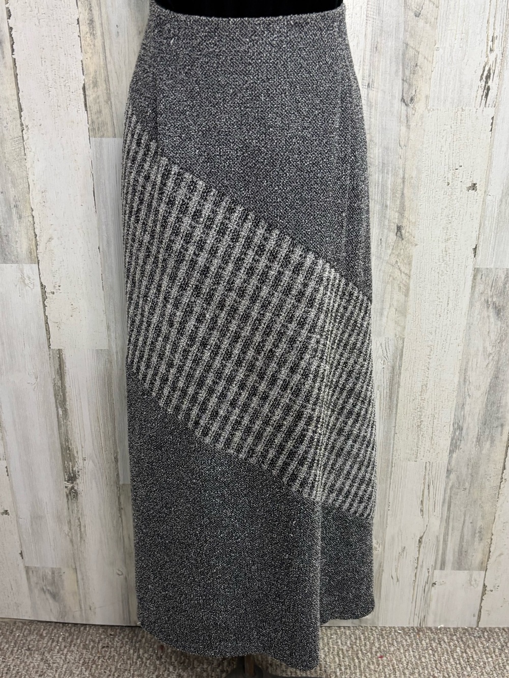 Liz Claiborne Villager Gray Textured Diagonal Stripe Maxi Skirt